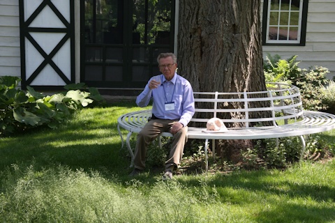Sixten Widberg enjoying a rest and refreshments